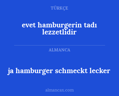 ja hamburger schmeckt lecker - evet hamburgerin tadı lezzetlidir