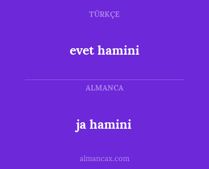 ja hamini - evet hamini