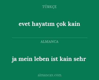 evet hayatım çok kain - ja mein leben ist kain sehr