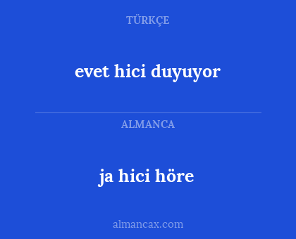 evet hici duyuyor - ja hici höre
