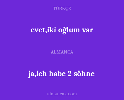 ja,ich habe 2 söhne - evet,iki oğlum var