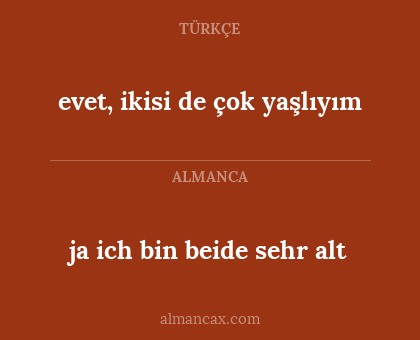 ja ich bin beide sehr alt - evet, ikisi de çok yaşlıyım