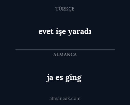evet işe yaradı - ja es ging