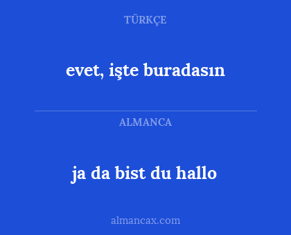 evet, işte buradasın - ja da bist du hallo