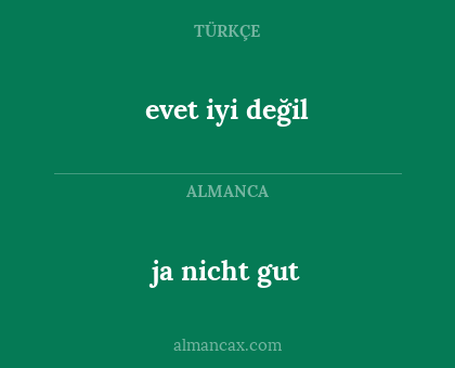 ja nicht gut - evet iyi değil