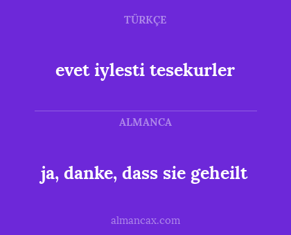 evet iylesti tesekurler - ja, danke, dass sie geheilt