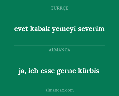evet kabak yemeyi severim - ja, ich esse gerne kürbis