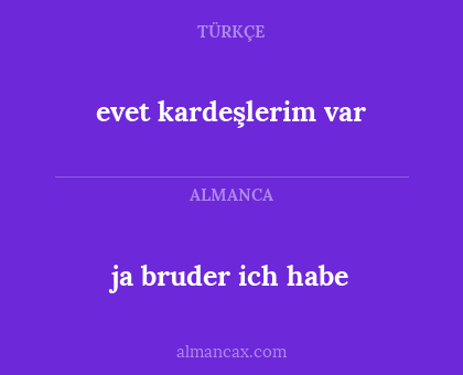 ja bruder ich habe - evet kardeşlerim var