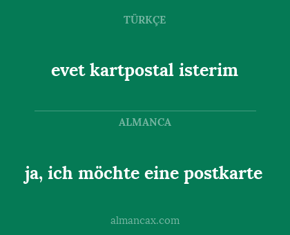 ja, ich möchte eine postkarte - evet kartpostal isterim