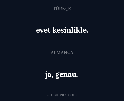 ja, genau. - evet kesinlikle.
