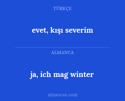 evet, kışı severim - ja, ich mag winter