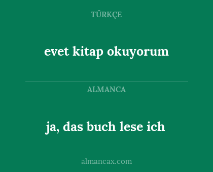 ja, das buch lese ich - evet kitap okuyorum