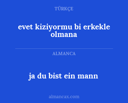 ja du bist ein mann - evet kiziyormu bi erkekle olmana
