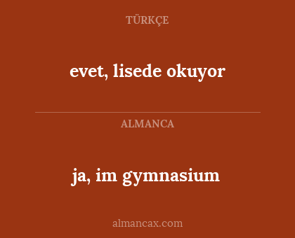 ja, im gymnasium - evet, lisede okuyor