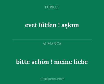 evet lütfen ! aşkım - bitte schön ! meine liebe