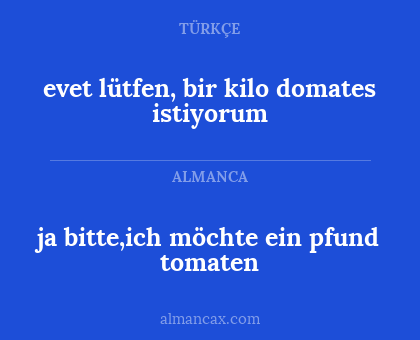 ja bitte,ich möchte ein pfund tomaten - evet lütfen, bir kilo domates istiyorum