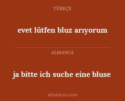 ja bitte ich suche eine bluse - evet lütfen bluz arıyorum