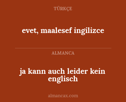 ja kann auch leider kein englisch - evet, maalesef ingilizce