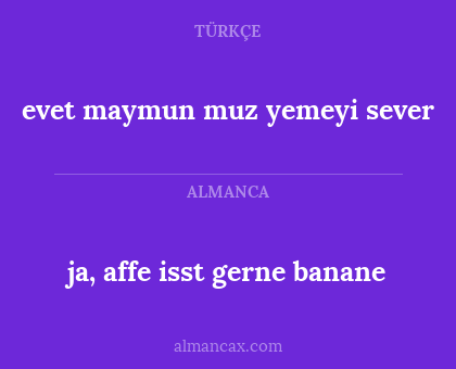 evet maymun muz yemeyi sever - ja, affe isst gerne banane