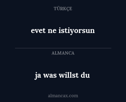 ja was willst du - evet ne istiyorsun
