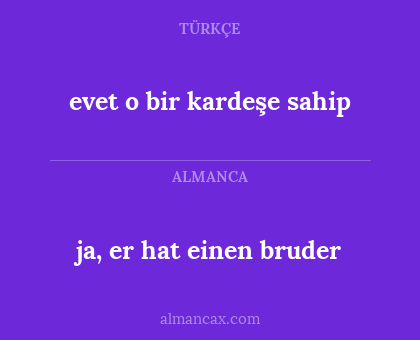 ja, er hat einen bruder - evet o bir kardeşe sahip