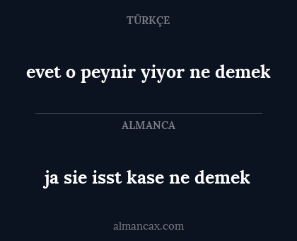 evet o peynir yiyor ne demek - ja sie isst kase ne demek