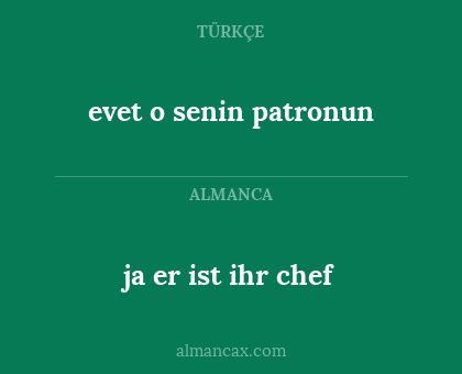 ja er ist ihr chef - evet o senin patronun
