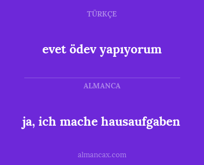 ja, ich mache hausaufgaben - evet ödev yapıyorum