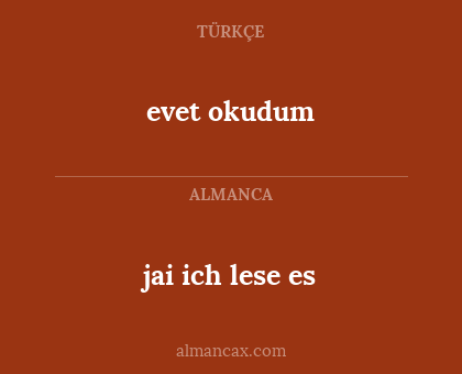 evet okudum - jai ich lese es