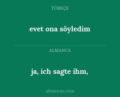 ja, ich sagte ihm, - evet ona söyledim