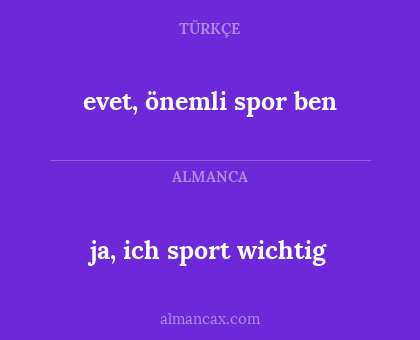 ja, ich sport wichtig - evet, önemli spor ben