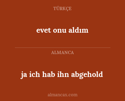 ja ich hab ihn abgehold - evet onu aldım