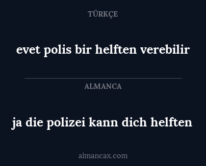 ja die polizei kann dich helften - evet polis bir helften verebilir