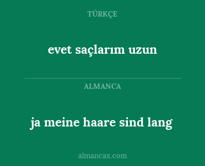 evet saçlarım uzun - ja meine haare sind lang