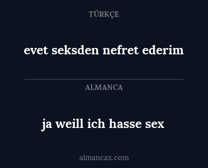 ja weill ich hasse sex - evet seksden nefret ederim