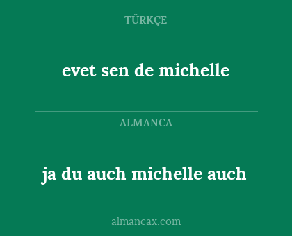 ja du auch michelle auch - evet sen de michelle