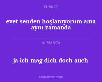evet senden hoşlanıyorum ama aynı zamanda - ja ich mag dich doch auch