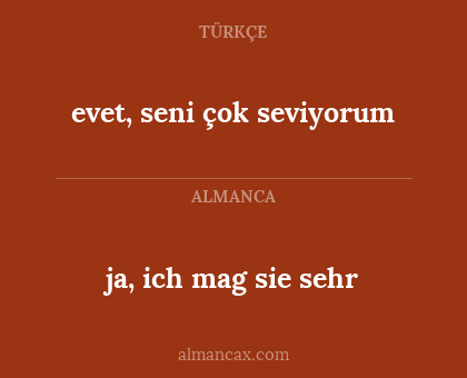 ja, ich mag sie sehr - evet, seni çok seviyorum