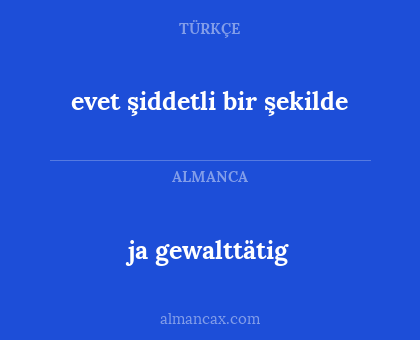 ja gewalttätig - evet şiddetli bir şekilde