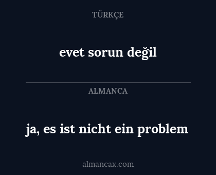 evet sorun değil - ja, es ist nicht ein problem