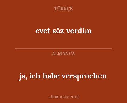 ja, ich habe versprochen - evet söz verdim