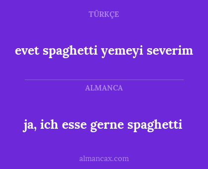 ja, ich esse gerne spaghetti - evet spaghetti yemeyi severim