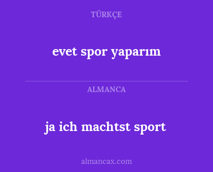 ja ich machtst sport - evet spor yaparım