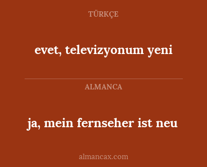 evet, televizyonum yeni - ja, mein fernseher ist neu