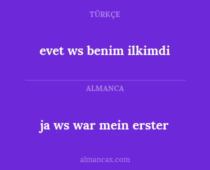 ja ws war mein erster - evet ws benim ilkimdi