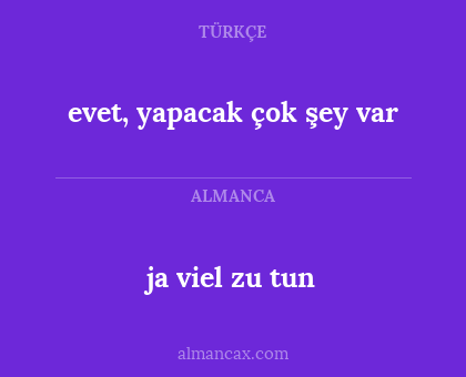 evet, yapacak çok şey var - ja viel zu tun
