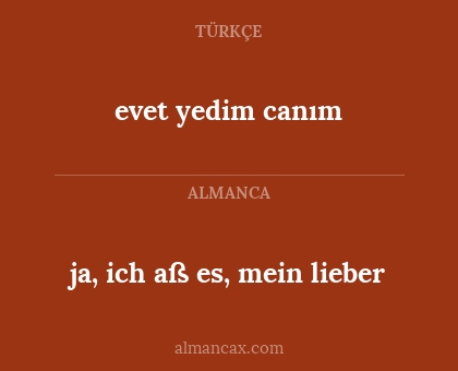 ja, ich aß es, mein lieber - evet yedim canım