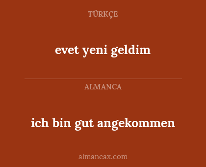 evet yeni geldim - ich bin gut angekommen