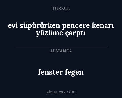 fenster fegen - evi süpürürken pencere kenarı yüzüme çarptı
