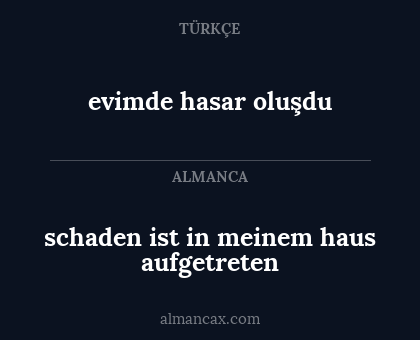 evimde hasar oluşdu - schaden ist in meinem haus aufgetreten